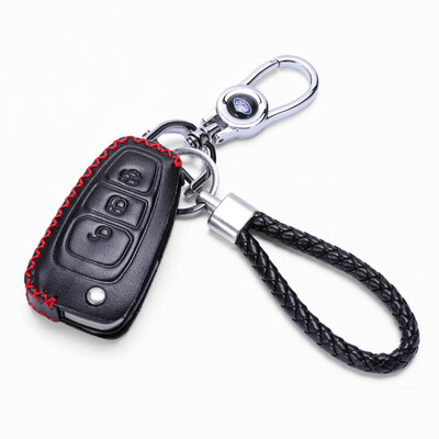 

KING ETING Ford Key Case Leather Key Case Fox Carnival Wing Tiger Wing Bo Win Special Car Keychain Three Key Folding A Style Warm Red