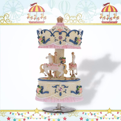 

Colorful Melody Toy Laxury Windup Carousel Music Box Artware Castle in The Sky Golden R7VD