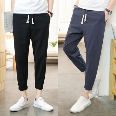 

Men&39s nine-ninths flax flax Korean version of the trend loose-fitting casual pants small feet cotton hemp pants two men&39s pants