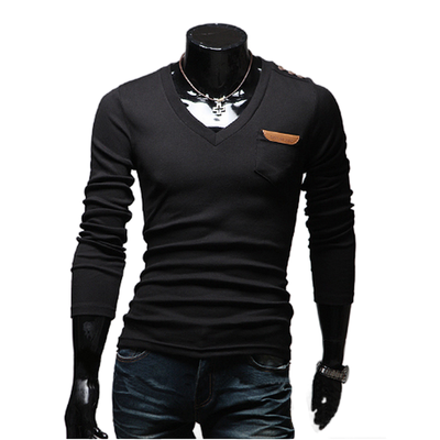 

Zogaa Mens POLO Shirt Korean Pure Color Stick Leather