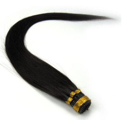 

8A 16"-26" 100 Stands Real Human Hair Extensions Straight Soft Keratin Stick I-Tip Black Color 100g