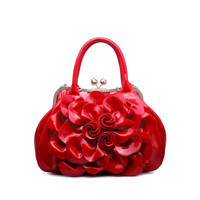 

Fashion patent leather handbag women diamond casual flowers bride handbag red shoulder bag famous brand messenger bag