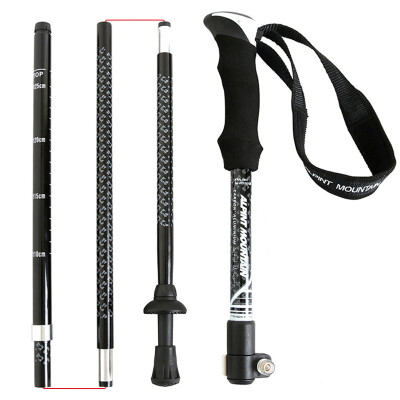 

El Monte ALPINT MOUNTAIN Alpine sticks Carbon aluminum alloy Four folding sticks External locking telescopic mountaineering straight handle wand ski sticks walking rod 610-203 black