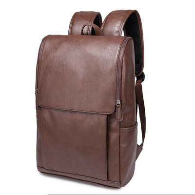 

New Fashion PU Leather Shoulder Backpack for Student Leisure Travel Bag British Computer Male Bag
