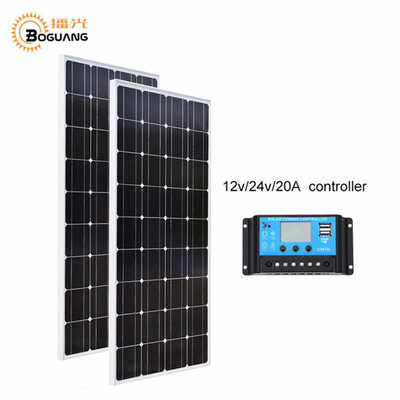 

Boguang 100w2 solar galss panel Monocrystalline Silicon 20A controller 18v 117553025mm battery charge RU stock China Size Top