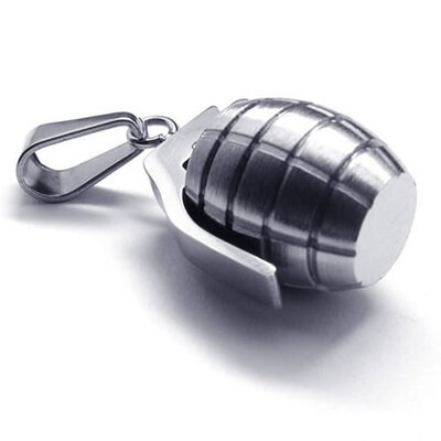 

Hpolw Hot Selling NEW Fashion Mens Stainless Steel Casting Black&Silver&Gold Hand Grenade Pendants Jewelry Alloy Necklace