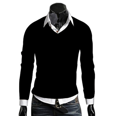 

Men Casual Slim Fit V-neck Knitted Cardigan Pullover Jumper Sweater Top
