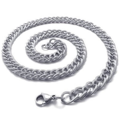 

Hpolw New Fashion Plated Alloy Unique design Jewelry Mens&Womens Silver Stainless Steel Necklace Gothic Punk Trendy Chunky Curb Hollow Out Necklace Link Chain