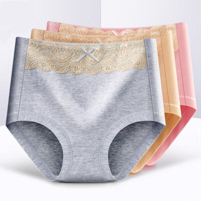 

Dream time 4 strips womens briefs cotton fabric waist lace ladies underwear 4331 gray shrimp powder shallow skin