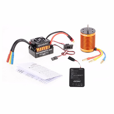 

OCDAY Waterproof 60A Brushless Car Electronic Speed Control ESC 10T 3930KV 4P Sensorless Brushless Motor Programming Board