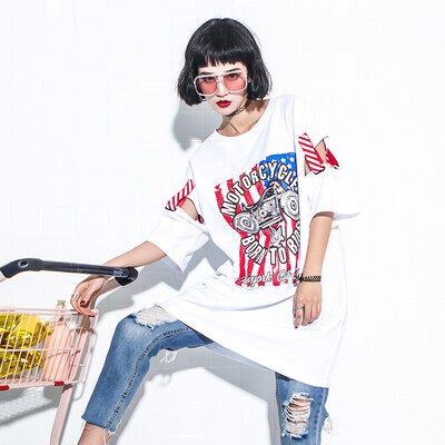

2018 Womens T-Shirt Hip Hop Short Sleeve Women Loose Tide Print T-Shirt Summer Top T shirt