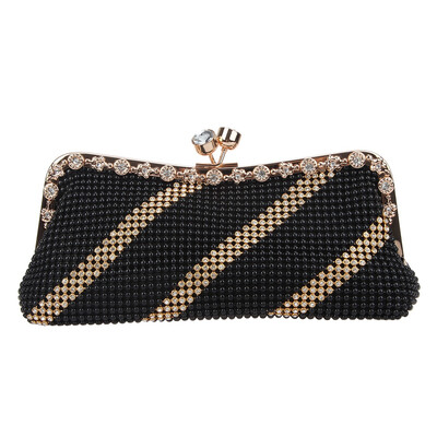 

Fawziya Twill Stripe Wedding Purses Kiss Lock Clutch Purses For Women