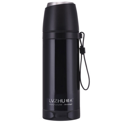 

Jingdong supermarket] green beads lvzhu 400ml vacuum insulation cup 304 stainless steel straight cup body outdoor sports portable rope men and women children holding water cup K157 agate red