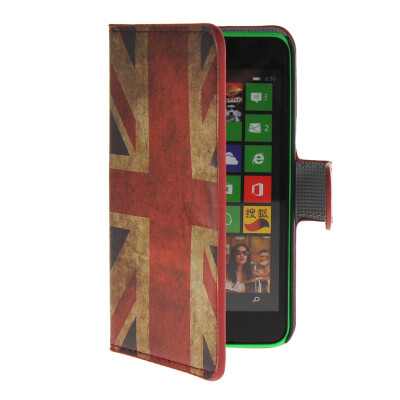 

MOONCASE UK British Flag Leather Side Flip Wallet Card Slot Stand Pouch Case Cover for Nokia Lumia 630