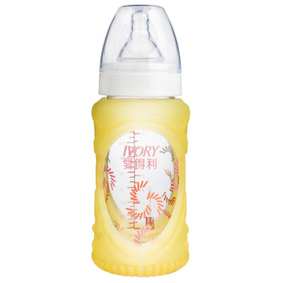 

IVORY bottle wide caliber baby bottle glass bottle 260ml with cross pacifier ​​A123 color random delivery