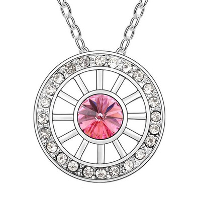 

Round Crystal From Austria Elements Necklaces & Pendants Luxurious Fashion Jewelry for Birthday Gifts Girl White Gold Plated 10349