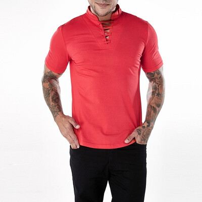 

Mens Summer Thin Breathable Deer Printing Polo-shirt