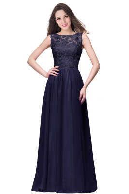 

Evening A-line Prom Dress Long Bridesmaid Party Gown Women Chiffon Lace Dresses