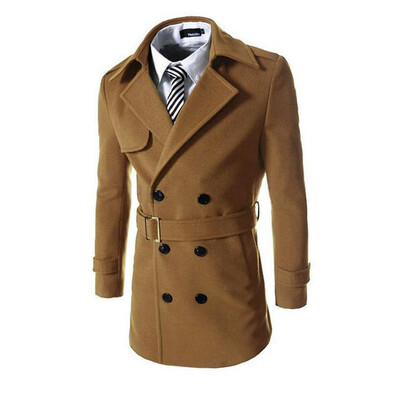 

Zogaa New Mens Wind Coat Wool Double-breasted Warm