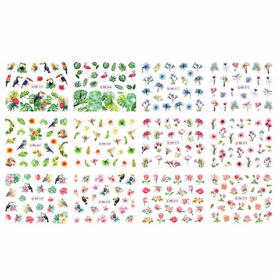 

1 Sheet Nail Sticker Set Mixed Summer Rose Daisy Flamingo Flower Nail Paper Tip Nail Art Styling Set DIY Watermark Manicure