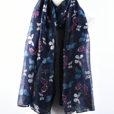 

Guttavalli Nice Women Soft Butterfly Shawl Summer Chevron Printing Animals Long Scarf Viscose Stripes Geometric Skinny Wraps