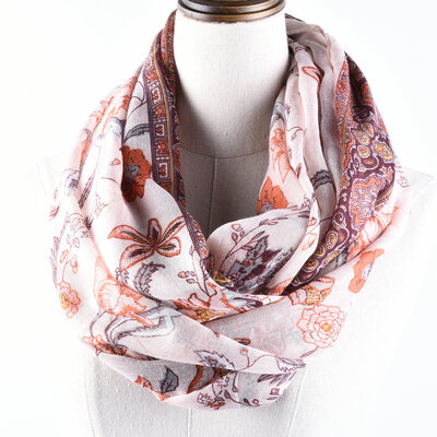 

Guttavalli Women Fashion Flowers Viscose Ring Scarf Soft Summer Chevron Loop Shawl Romantic Stripes Geometric Floral Infinity Scar