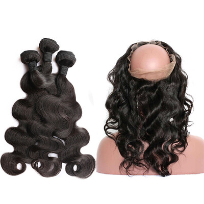

Body Wave 360 Lace Frontal With 3 Bundles Brazilian Virgin Human Hair Dolago