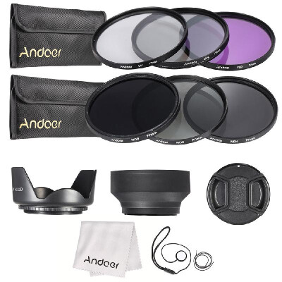 

49mm 52mm 55mm 58mm 62mm 67mm 72mm UV CPL FLD ND 2 4 8 Lens Filter Kit Pouch Hood Cap for Canon Nikon X9I6