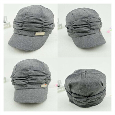 

MyMei Stylish Army Military Flat Top Caps Hat Drape Layers Beanie Rib Brim Visor Cap
