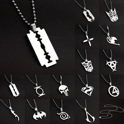 

Hot Anime Super Hero Charming Stainless Titanium Steel Sliver Pendants Necklace RAZOR BLADE