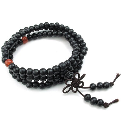 

Hpolw Mens Womens Wool Bracelet, Tibetan Buddhist Sandalwood Beads Prayer Mala Necklace, Black