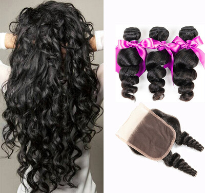 

Dream Like Peruvian Virgin Hair 3 Bundles Loose Wave Human Hair with Closure