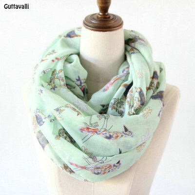 

Guttavalli Women Charm Birds Animal Ring Shawl Vintage Stripe Chevron Loop Scarf Soft Bohemia Геометрические цветы Бесконечные шарфы