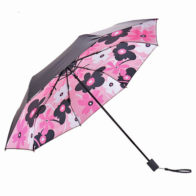 

Paradise umbrella full shading vinyl transfer water wood Tsinghua tri-fold small black umbrella umbrella umbrella sun pink 30608DLCJ