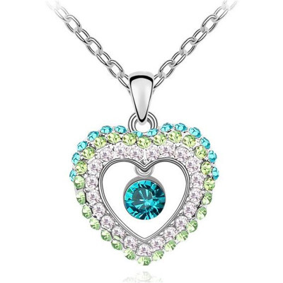 

Crystals Heart Pendant Necklace Made With Crystal from Austrian Elements For Women Birthday Gift Cute Silver Color Jewelry 4648
