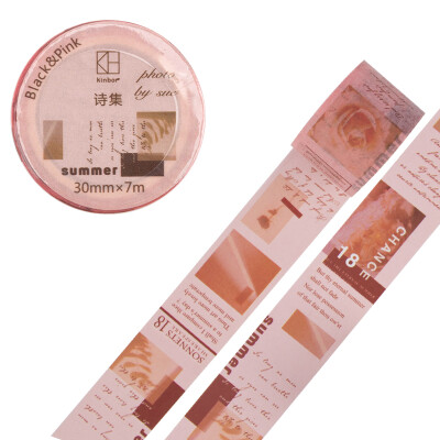 

Kinbor hand book&paper tape 20mm7m hand book sticker color tape Black pink - whale DTB64338