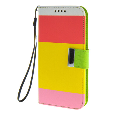 

MOONCASE чехол для Samsung Galaxy S6 Stripe spell color Flip Wallet Card Slot Stand Pouch Leather Cover