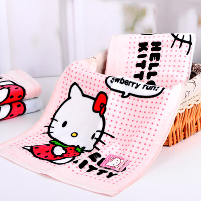 

Matt полотенца текстильного Hello Kitty Hello Kitty Клубничной любовь мультфильм печать хлопок махровых полотенца синего 92g / Статья 34 * 76см