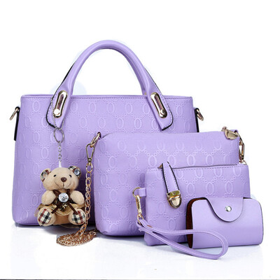 

4 Pcsset Ladies Embossed Bear Printed Package Shoulder Bags Messenger Bag Handbags
