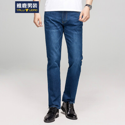 

Yalu mens YALU UOMO jeans men 2018 summer new mens youth young mens slim straight trousers 1018 S02ECKC006S denim blue 34