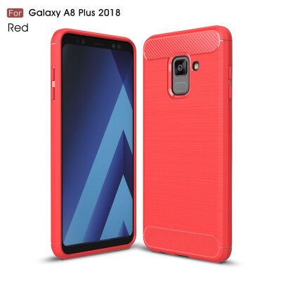 

Goowiiz Phone Case For Samsung Galaxy A8 Plus 2018A7 2018A730F Fashion Slim Carbon Fiber TPU Soft Silicone