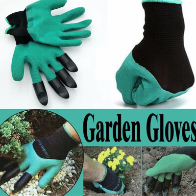 

1 double garden latex gloves luvas 4 finger insulation digging soil gloves outdoor garden tools luvas de couro