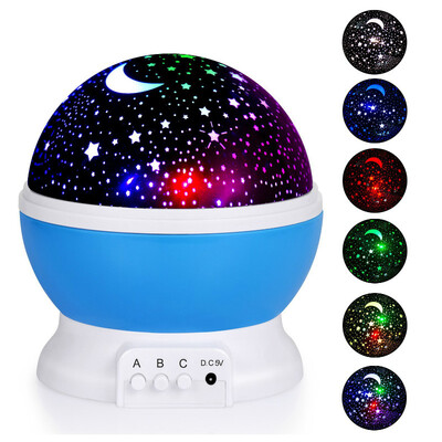 

LED Rotating Star Projector Novelty Lighting Moon Sky Rotation Kids Baby Nursery Night Light Battery Operated Emergency Lamp hot