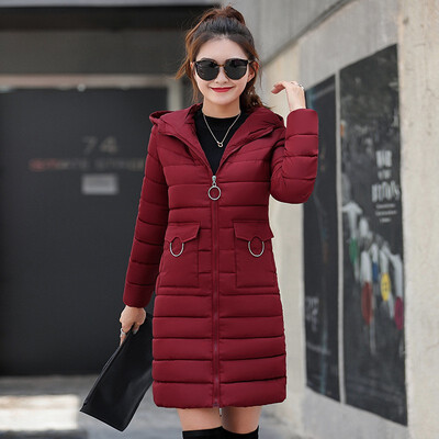 

2018 New Arrival Winter Cotton Long Fashion Jacket Female Slim Down Cotton Coat