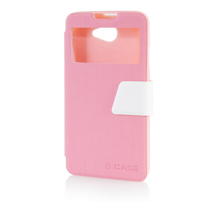 

MOONCASE View Window Leather Side Flip Pouch Ultra Slim Shell Back ЧЕХОЛ ДЛЯ HTC Desire 516 D516W Pink
