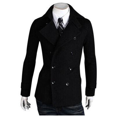 

Zogaa New Mens Wool Coat Autumn And Winter Double-breast Casual