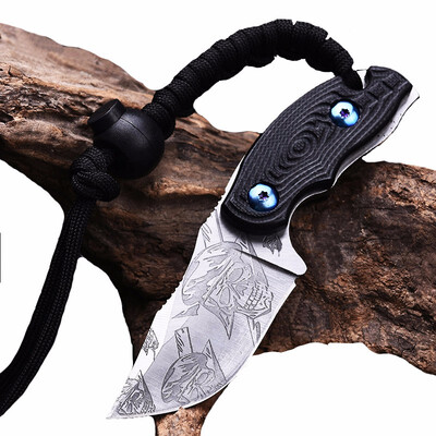 

CHACHEKA 7CR17 Stainless Steel Pirate Skull Pattern Fixed Blade Knife Survival Small Straight Knives Camping Hunting EDC Tools
