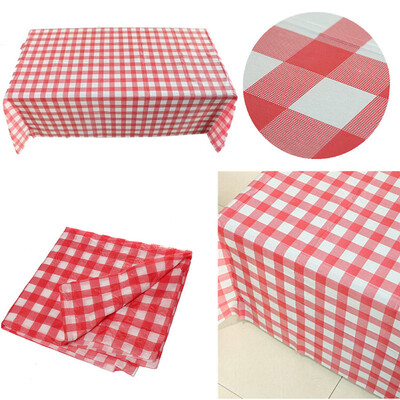 

Red Gingham Plastic Temporary Disposable Check Table Cover Cloth Outdoor PicnicT