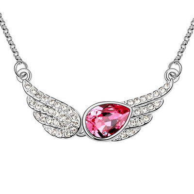 

High Quality Vintage Wings Necklace Crystal from Austrian Elements Women Fashion Jewelry White Gold Plated 13309