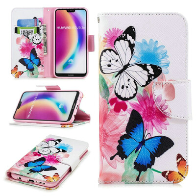

BEFOSPEY Painting PU LeatherSoft TPU Card Slot Stand Wallet Case For Huawei P20 Lite584"